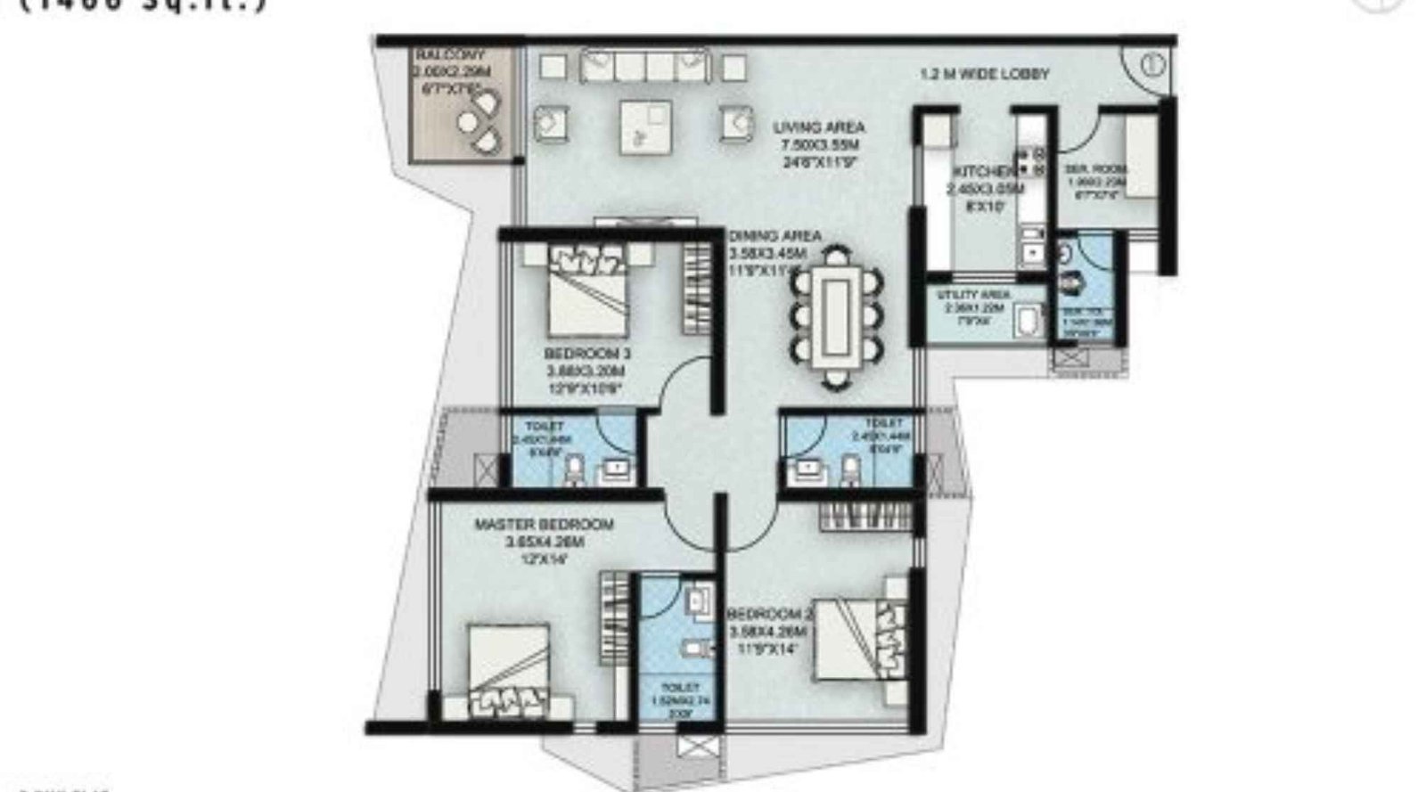 Suraj-Palette-Floor-Plan-3 BHK-1466 sqft